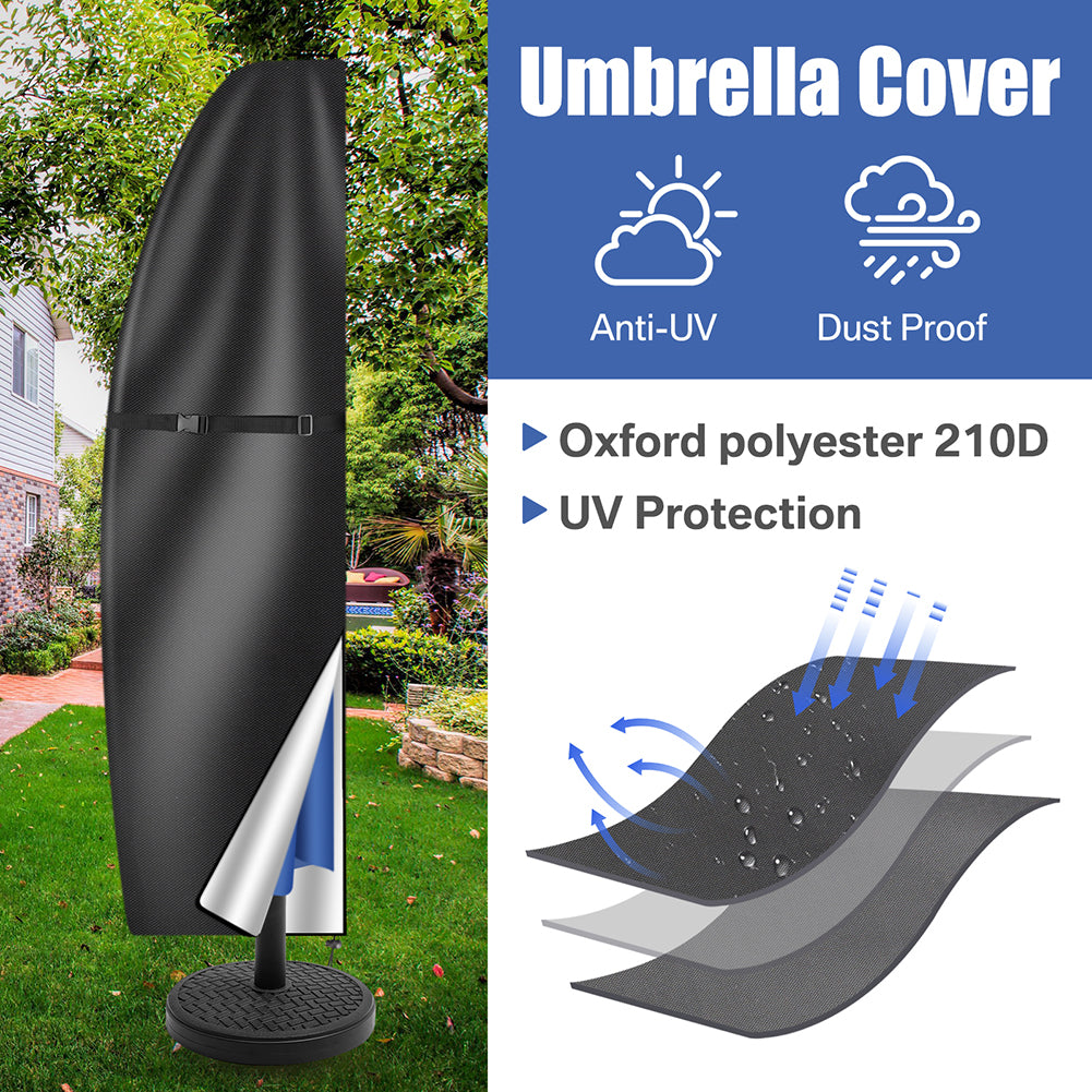 265cm Garden Parasol Cover Patio Umbrella Heavy Duty Waterproof Furniture Protector--29.8x22.8x4.6