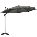 3 X 3(m) Cantilever Parasol With Cross Base, Garden Umbrella With 360° Rotation, Crank Handle And Tilt For Outdoor, Patio, Grey