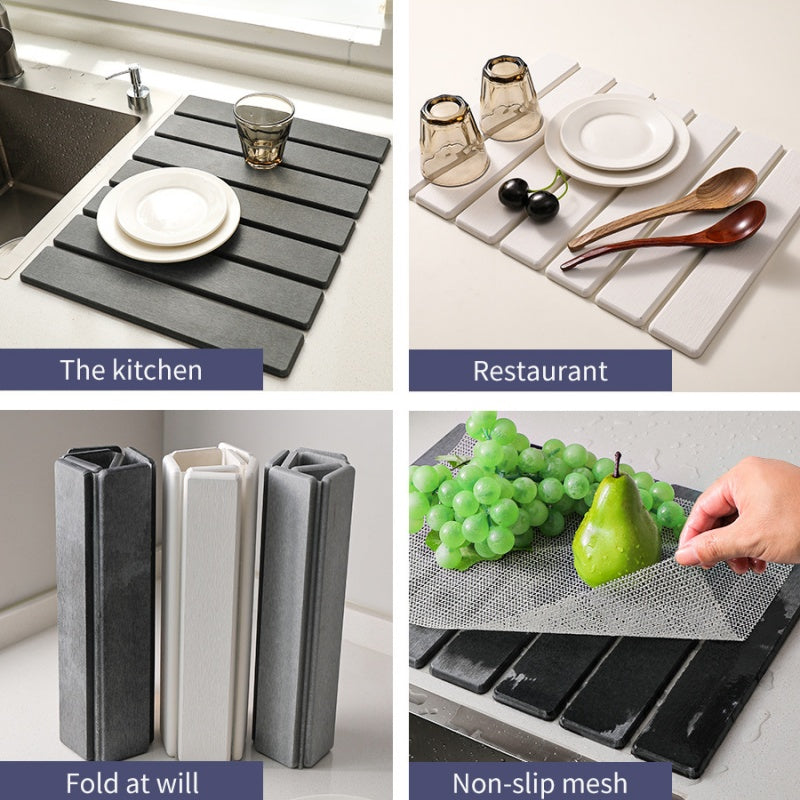 Foldable Stone Dish Drying Mat Super Absorbent Diatomaceous Earth Drying Mats