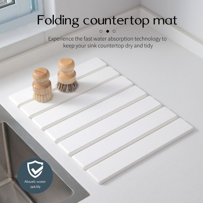 Foldable Stone Dish Drying Mat Super Absorbent Diatomaceous Earth Drying Mats