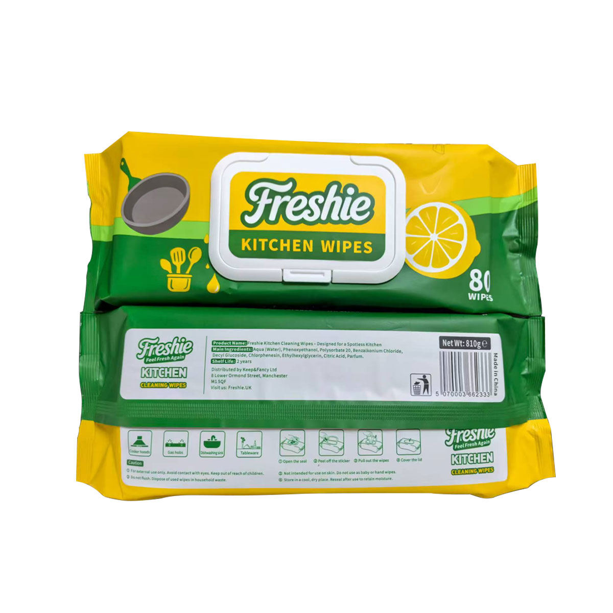 Kitchen Wipes Heavy Duty Grease Remover For Hob, Oven & Worktops Plant-Based & Streak-Free
