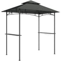 8' X 5' Grill Gazebo, Double Tiered BBQ Gazebo Shelter Canopy With LED Lights, 2 Side Shelves, Hooks, Dark Grey