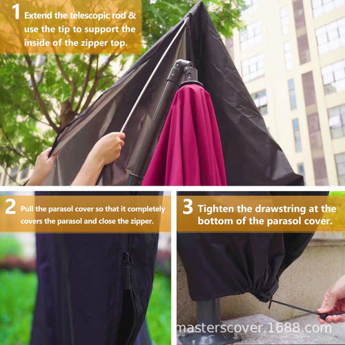 265cm Garden Parasol Cover Patio Umbrella Heavy Duty Waterproof Furniture Protector--29.8x22.8x4.6