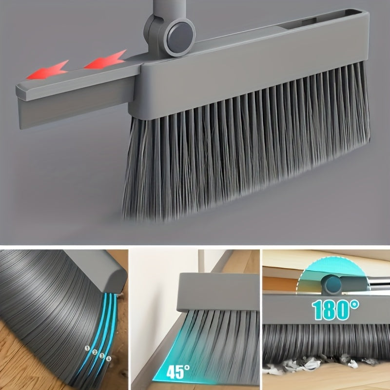 Broom And Dustpan Set 4-in-1 Multi-functional Cleaning Set Adjustable Sweeping And Water-scrubbing Broom Bathroom And Kitchen Floor Scraper Floor Brush  Garbage Shovel Thick Plastic And Handle Ho
