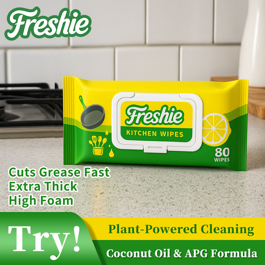 Kitchen Wipes Heavy Duty Grease Remover For Hob, Oven & Worktops Plant-Based & Streak-Free