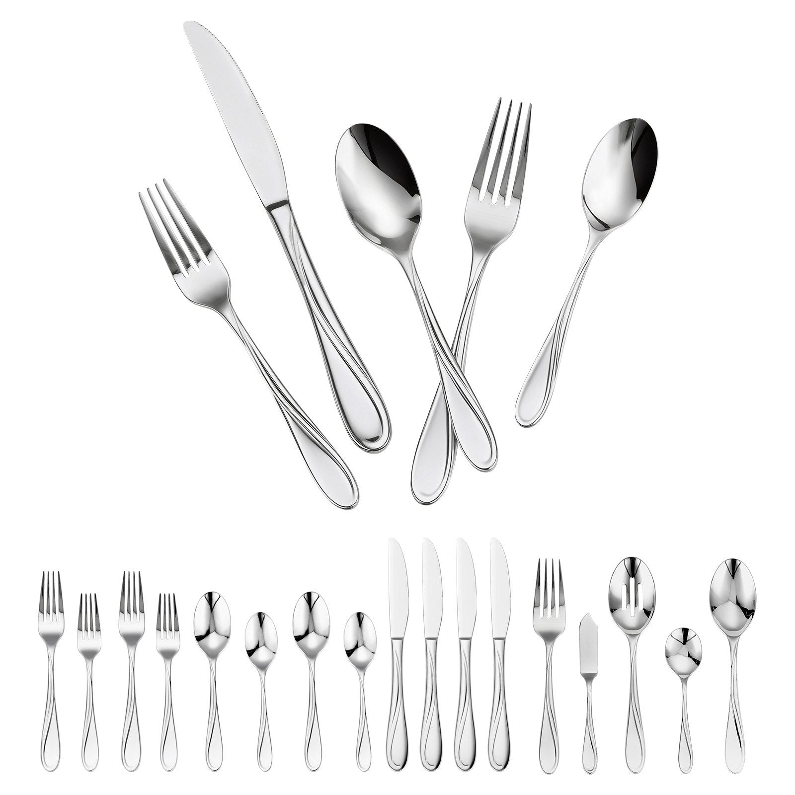 65-Piece Silverware Set, Food-Grade Stainless Steel Flatware Utensils, Mirror Finished Cutlery Set, Dishwasher Safe Eating Tableware For Kitchen Home, Service For 12, Include Knife Fork Spoon