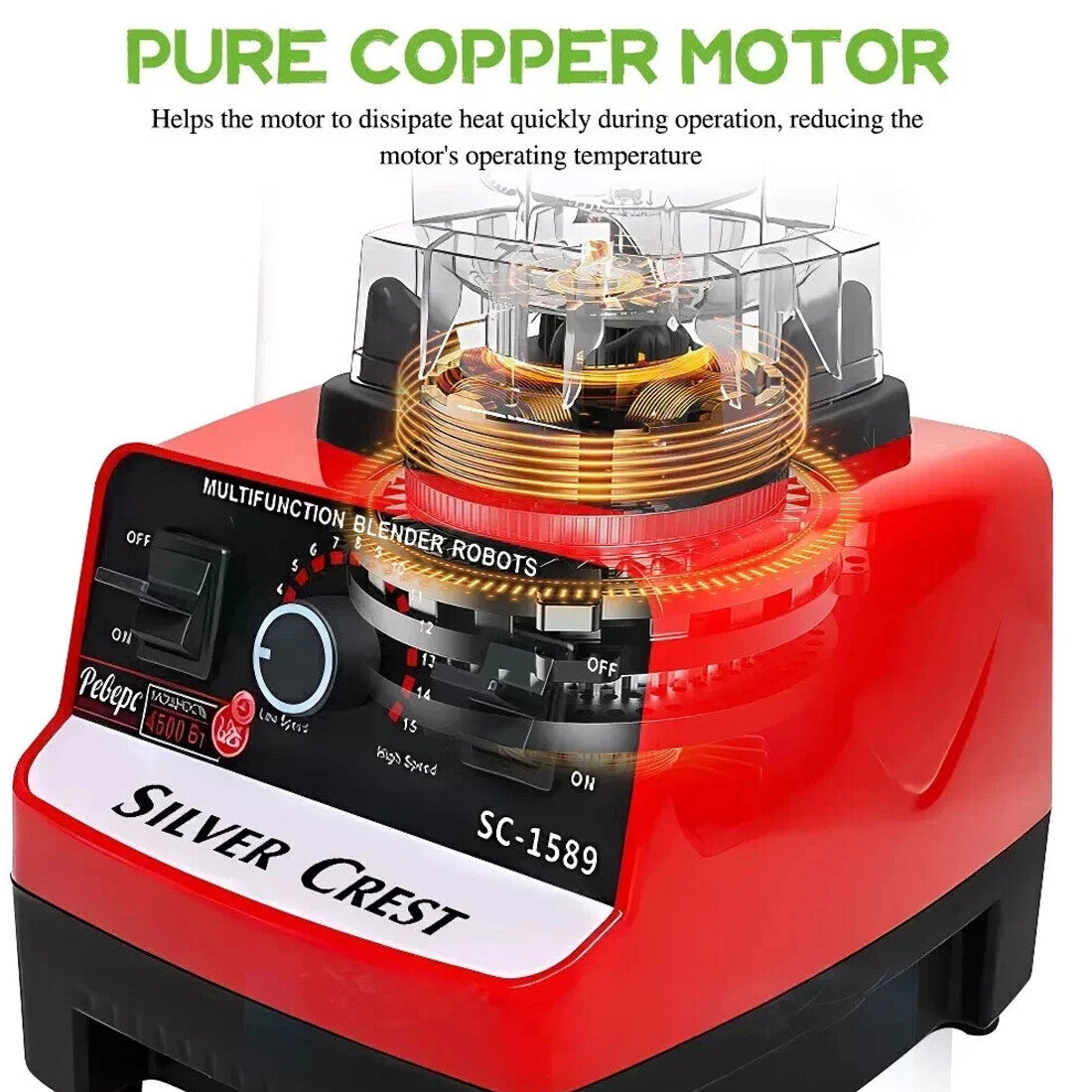 4500W Multifunctional Blender Food Processor Smoothie Juicer Ice Crusher 2 Jugs--Black