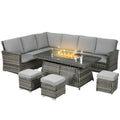 Seven-Piece Firepit Table Rattan Sofa Set
