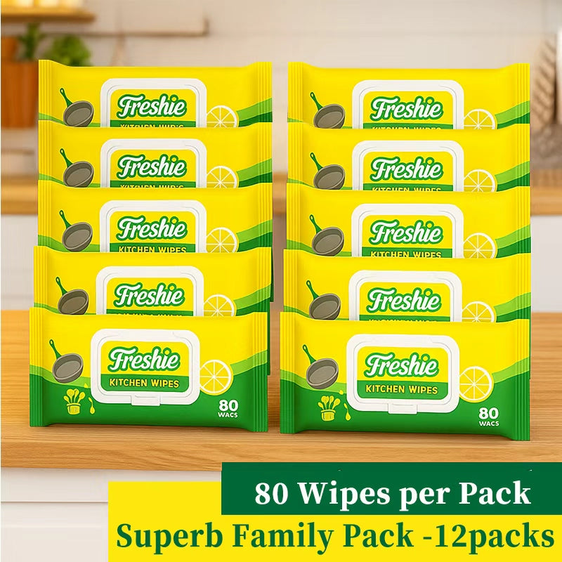Kitchen Wipes Heavy Duty Grease Remover For Hob, Oven & Worktops Plant-Based & Streak-Free