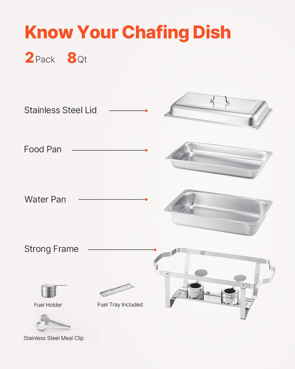 Chafing Dish Buffet Set 2 Pack, Stainless Steel Chafer With 2 Full Size Pans, Rectangle Catering Warmer Server With Lid Water Pan Stand Fuel Holder, For Weddings Parties Banquets, Silver