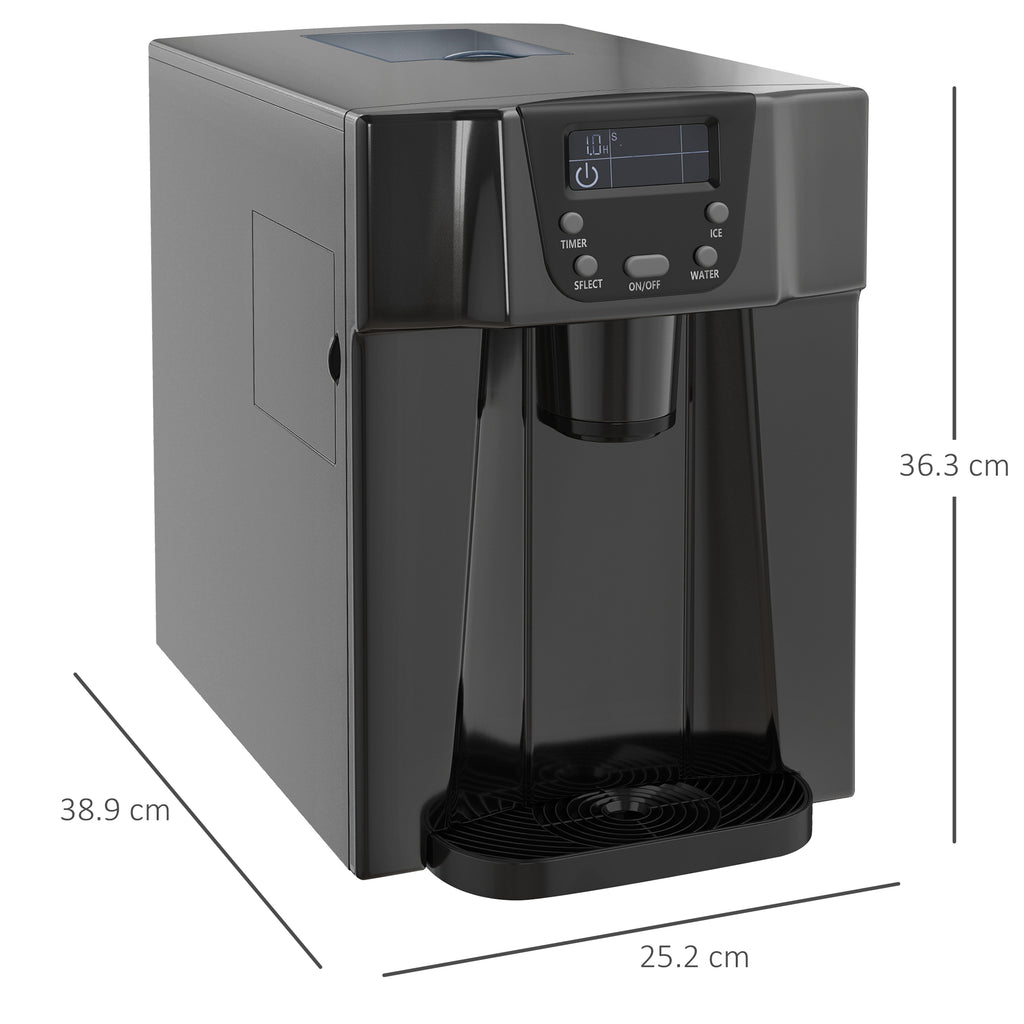 3L Ice Maker Machine And Water Dispenser, 12kg In 24H, 2 Sizes 9 Ice Cubes Ready In 6-10 Mins Ice Machine, Black