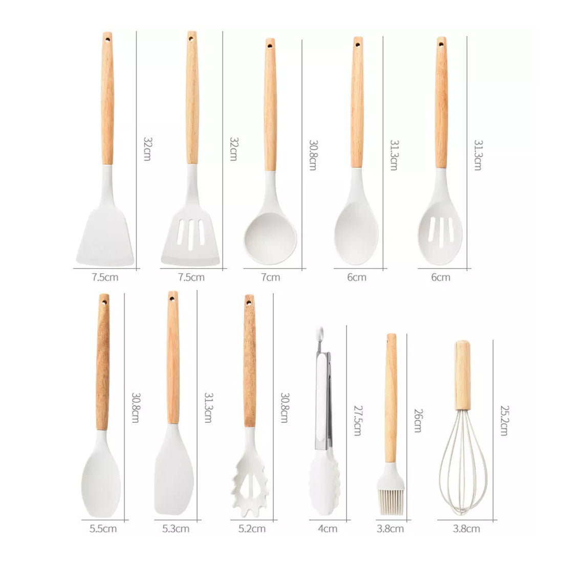 19pcs Set Non-Stick Silicone Kitchen Utensil Spatula Spoon Cooking Cookware Gift--6PCS Cool White 6000K