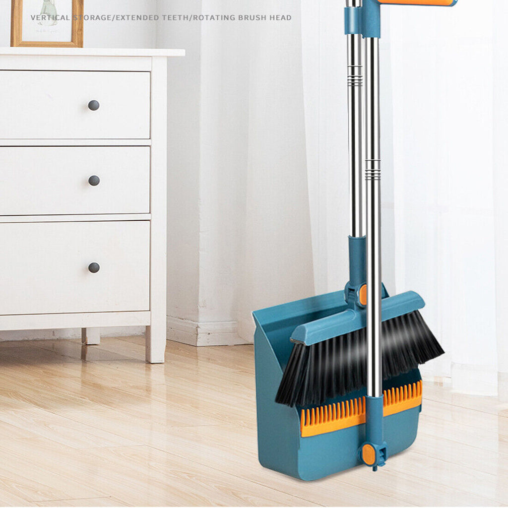 Long Handled Dustpan And Brush Set Strong Metal Handle Dust Pan & Broom Sweeper UK NEW