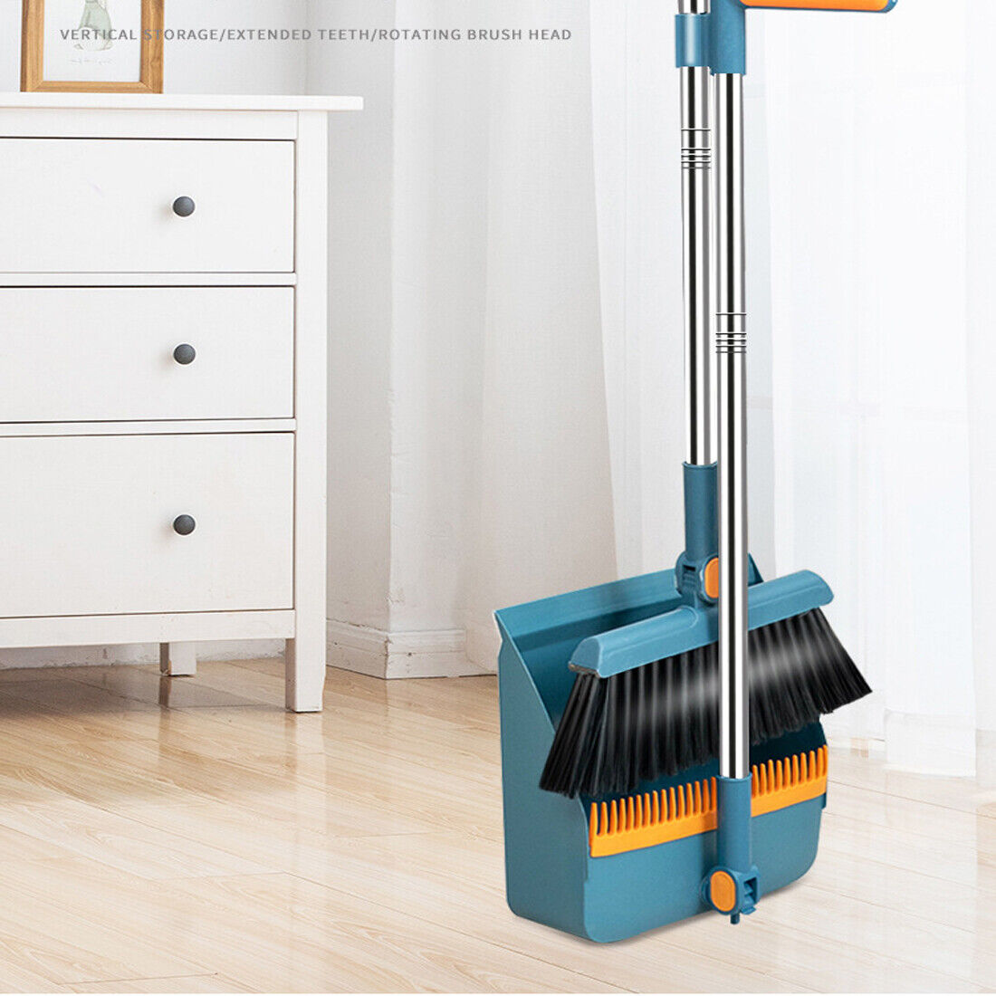 Long Handled Dustpan And Brush Set Strong Metal Handle Dust Pan & Broom Sweeper UK NEW