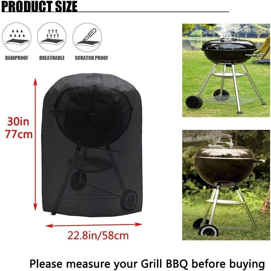 BBQ Cover Waterproof Barbecue Grill Covers Protector Outdoor Large 58x77cm Black