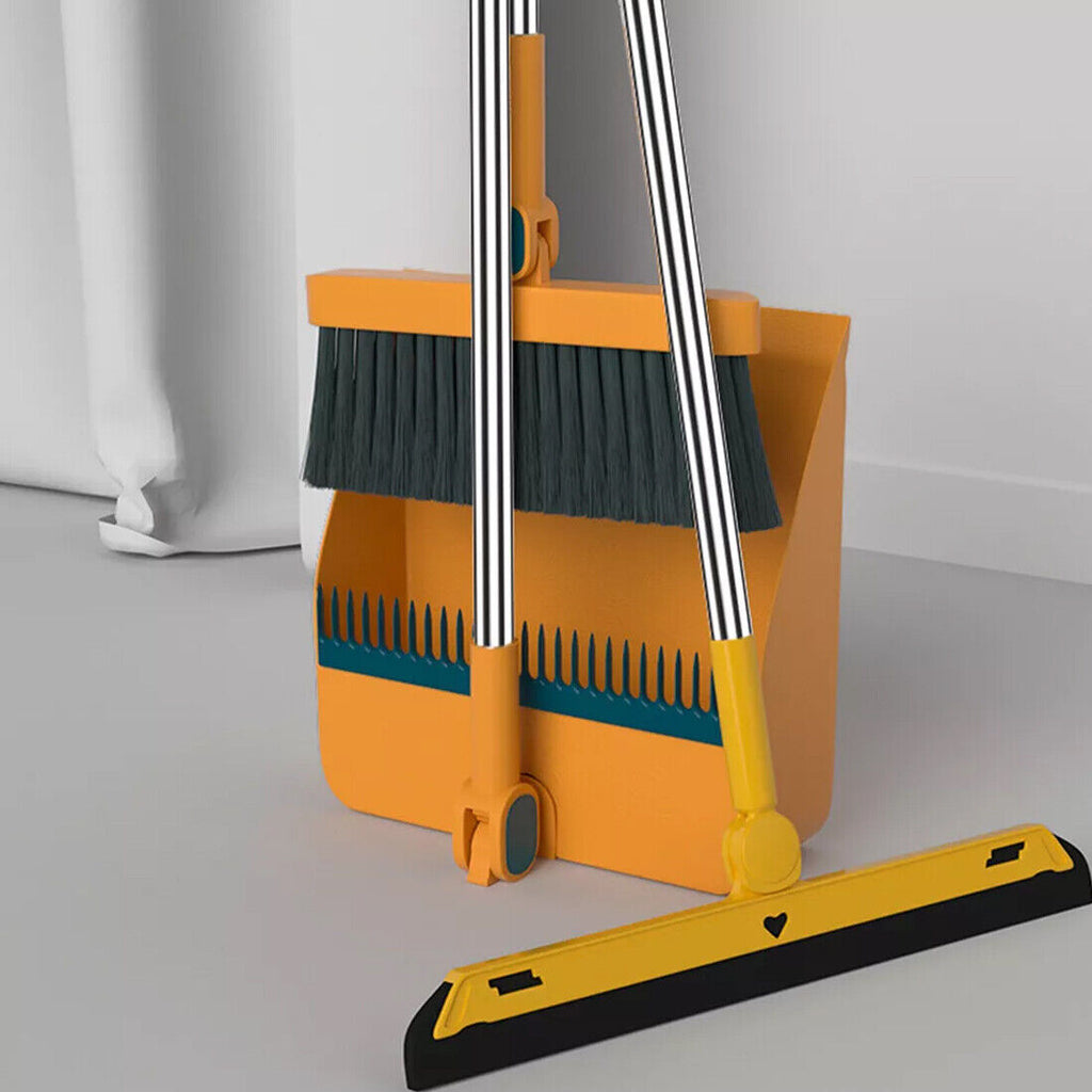 Long Handled Dustpan And Brush Set Strong Metal Handle Dust Pan & Broom Sweeper UK NEW--orange