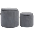 Set Of Two Corduroy Storage Ottomans - Grey