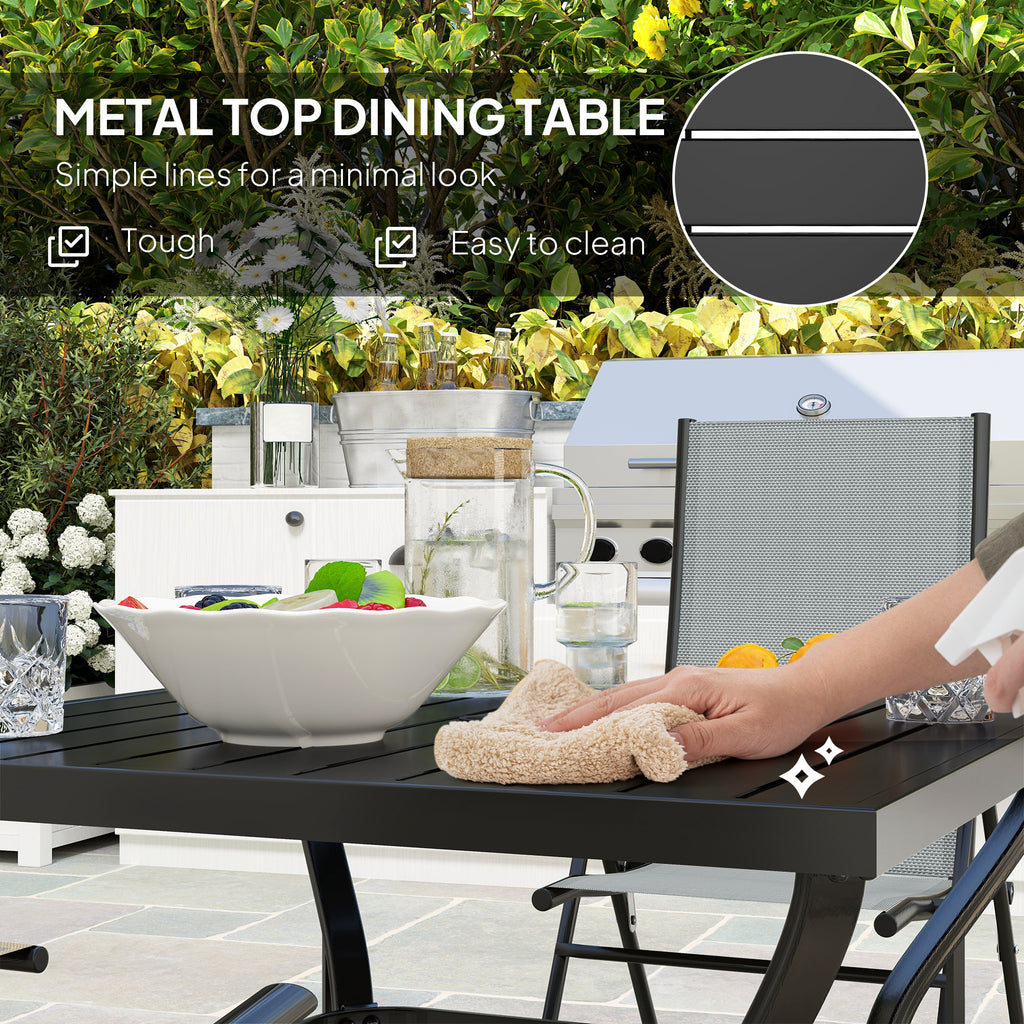 Five-Piece Steel Frame Patio Set - Grey/Black