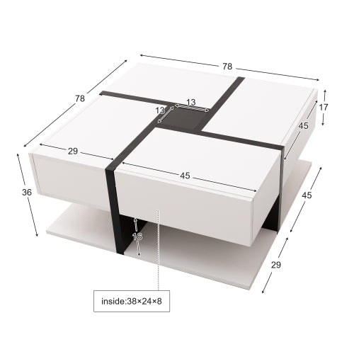 Coffee Table, Table With 4 Drawers