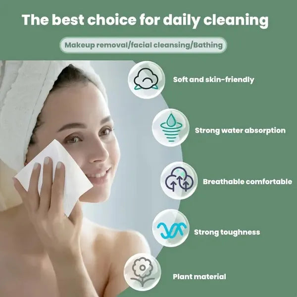 2/1pc Of Bamboo Adhesive Face Towel - 50 XL Disposable Cleaning Cloth, Soft And Hypoallergenic Makeup Remover Wet Wipes, Suitable For All Skin Types, BPA-free, Safe Product