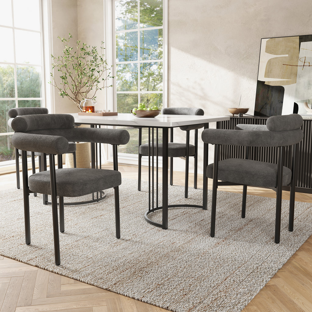 Modern Dining Chairs Set Of 2, Faux Suede Upholstered Armchairs,Comfortable Armrest Dining Chairs For Kitchen, Dining Room, Living Room, Multiple Colour Options
