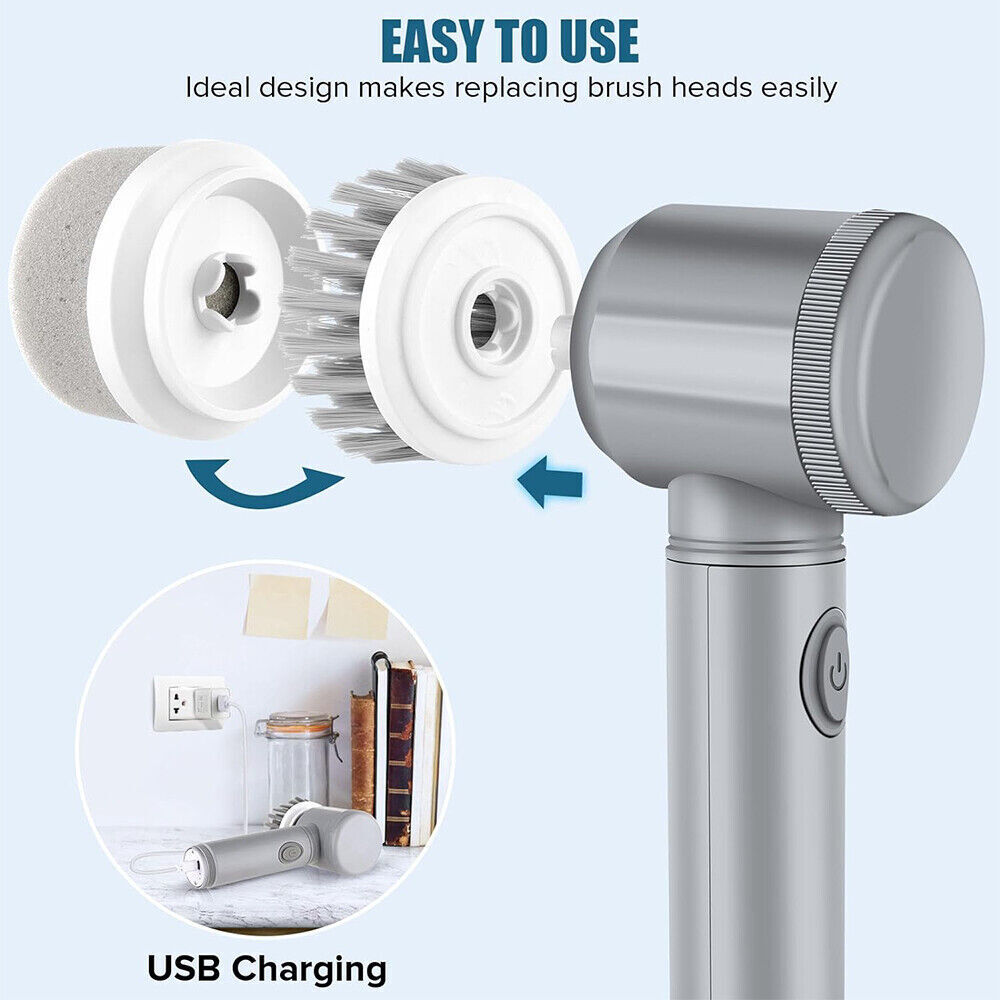 10Pcs Rechargeable Electric Cordless Cleaning Brush Spin Scrubber Turbo Scrub UK NEW