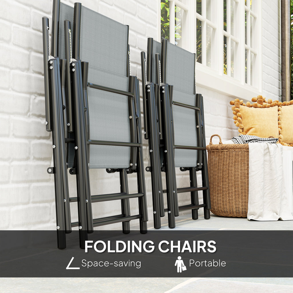 Five-Piece Steel Frame Patio Set - Grey/Black