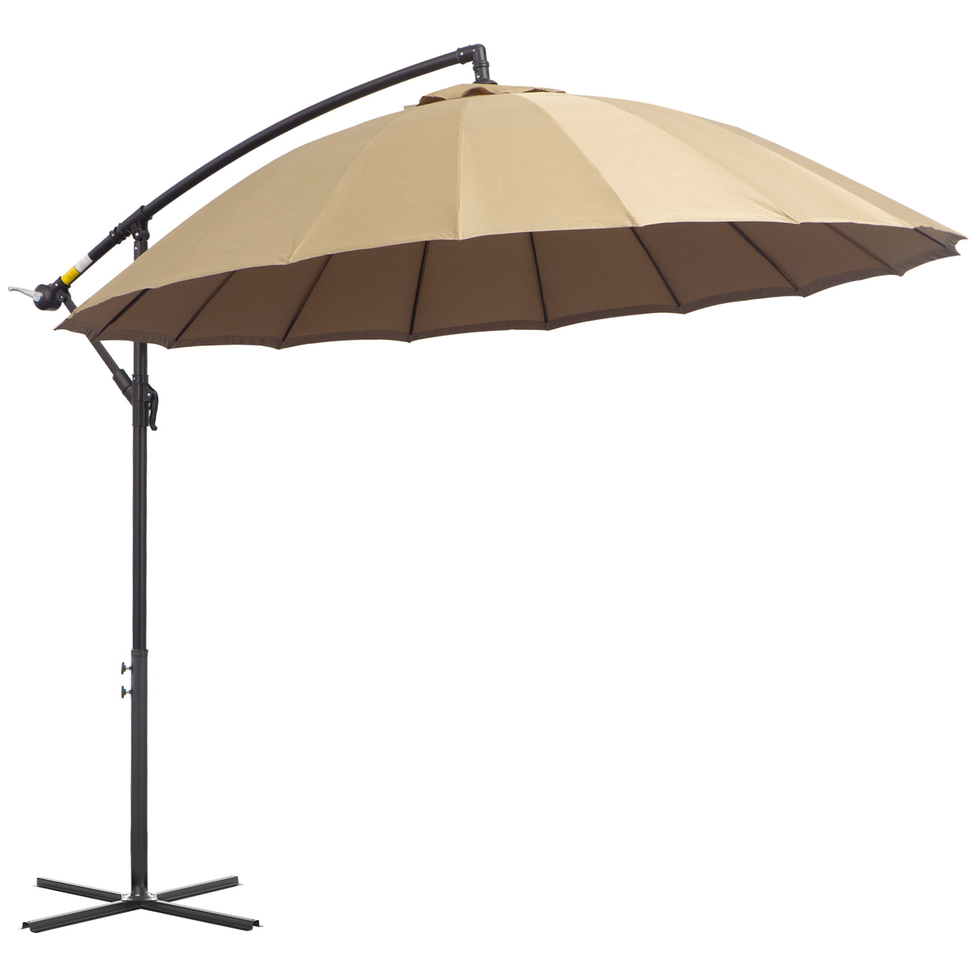 3(m) Cantilever Umbrella 18 Ribs & Vents Adjustable Angle For Patio Khaki