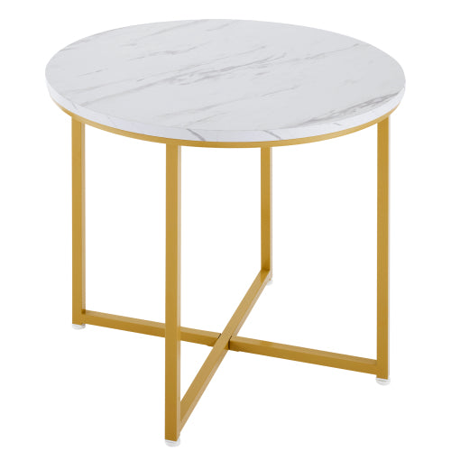Modern Metal Frame Round Marble Dining Table And Chair Set 5 Pieces With 4 Semi-circular Stools, Suitable For Small Apartments And Restaurants