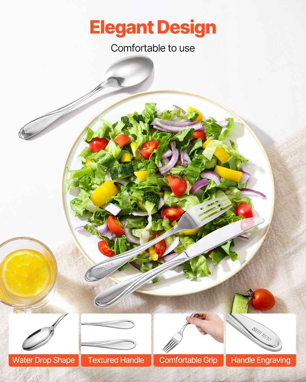 65-Piece Silverware Set, Food-Grade Stainless Steel Flatware Utensils, Mirror Finished Cutlery Set, Dishwasher Safe Eating Tableware For Kitchen Home, Service For 12, Include Knife Fork Spoon