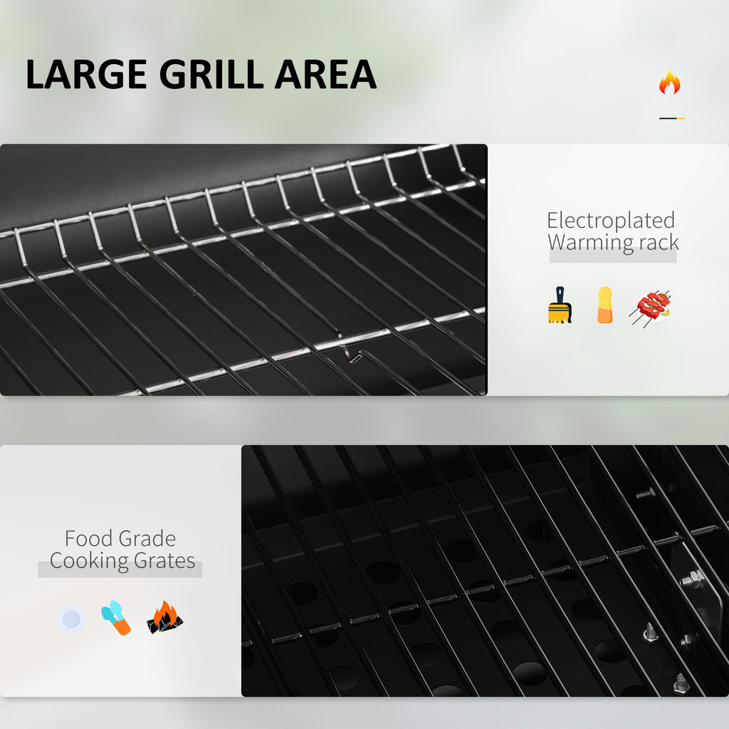 Charcoal Grill, With Height-Adjustable Coal Pan - Black
