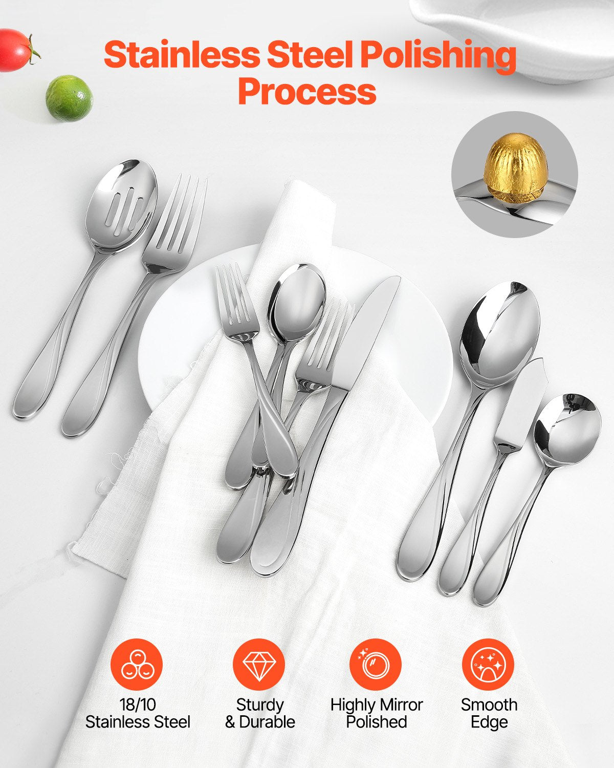 65-Piece Silverware Set, Food-Grade Stainless Steel Flatware Utensils, Mirror Finished Cutlery Set, Dishwasher Safe Eating Tableware For Kitchen Home, Service For 12, Include Knife Fork Spoon