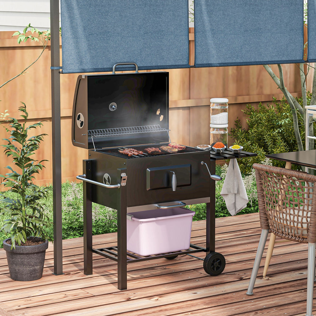 Charcoal Grill, With Height-Adjustable Coal Pan - Black