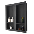 Shower Niche, 40.6 X 81.3 Cm + 40.6 X 81.3 Cm Recessed Wall Niche With Movable Shelf, 10.2 Cm Thick Modern Soap & Shampoo Storage Organizer,Square Corners,Sealed Waterproof, Black For Bathroom