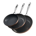 Frying Pan Skillet, Aluminum Egg Fry Pans, 3 Piece  Non-sitck Ceramic Heavy-Duty Skillets With Heat-Resistant Handle, Chef's Cookware, For Oven, Gas, Electric, Induction, Grey