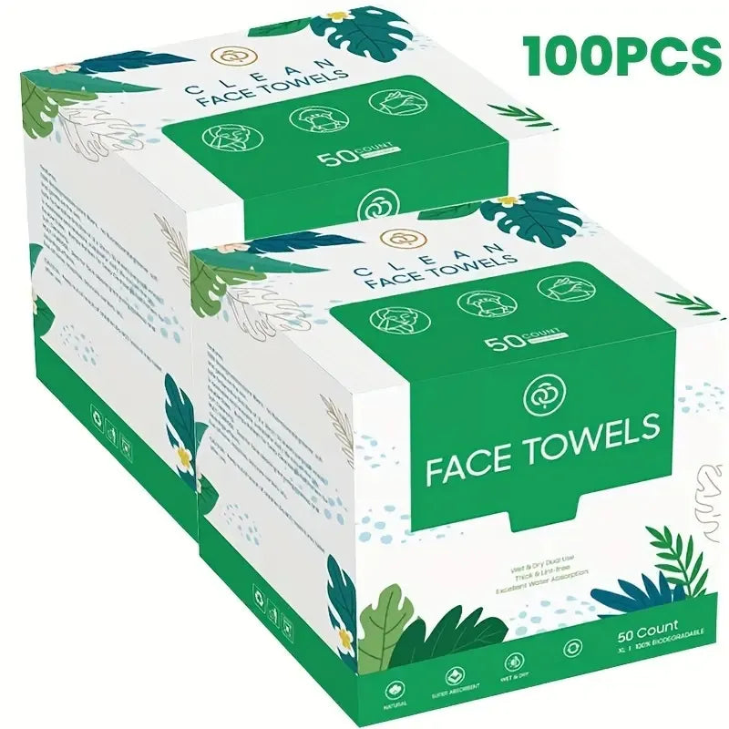 2/1pc Of Bamboo Adhesive Face Towel - 50 XL Disposable Cleaning Cloth, Soft And Hypoallergenic Makeup Remover Wet Wipes, Suitable For All Skin Types, BPA-free, Safe Product