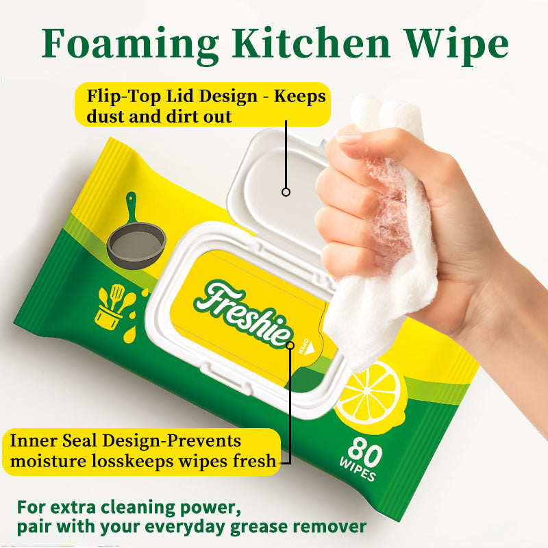Kitchen Wipes Heavy Duty Grease Remover For Hob, Oven & Worktops Plant-Based & Streak-Free