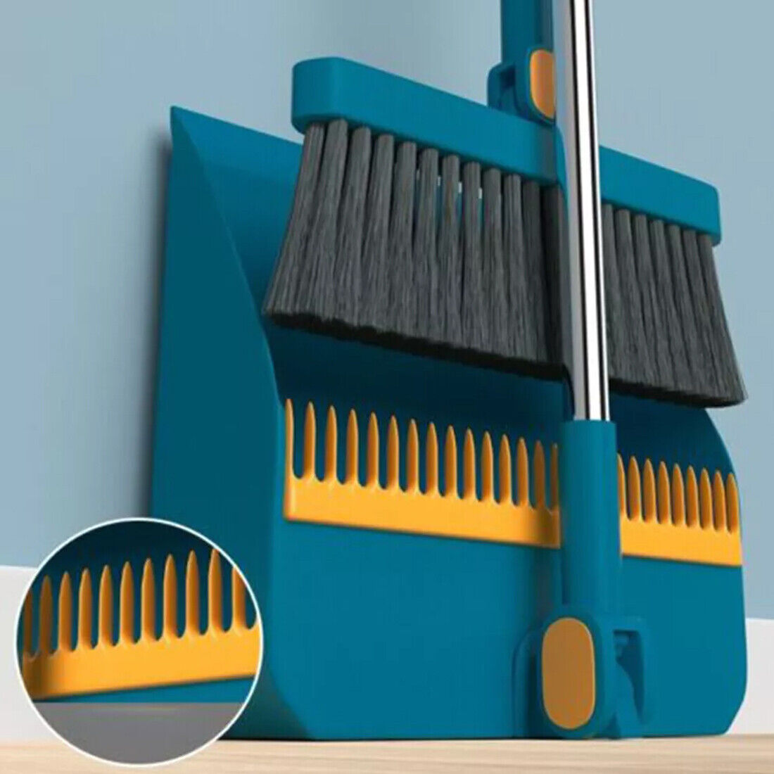 Long Handled Dustpan And Brush Set Strong Metal Handle Dust Pan & Broom Sweeper UK NEW--orange