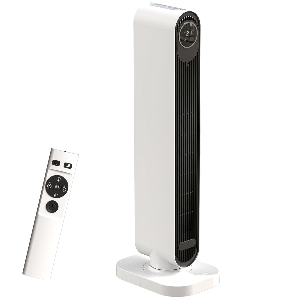 2000W Ceramic Electric Heater With Fan, Timer, Oscillation - White
