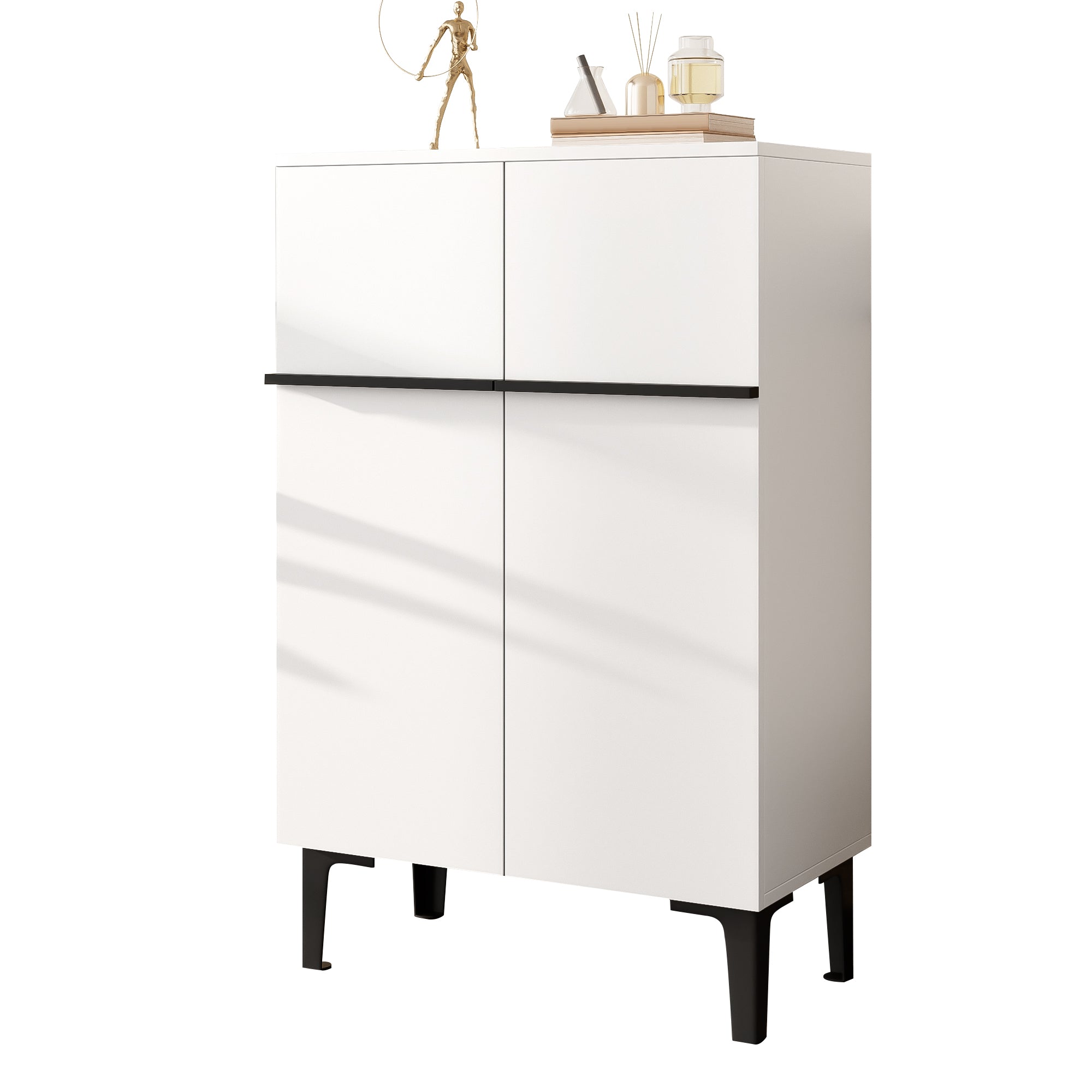 Modern Shoe Cabinet With Double Doors Large Storage Space And Adjustable Shelves  Practical Entryway Storage Cabinet For Hallway, Space-Saving Design 95X60X34.5 Cm