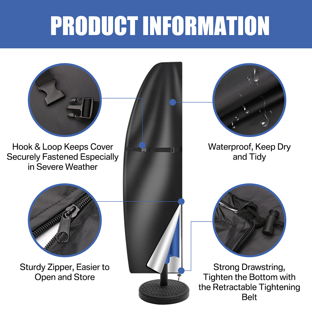 265cm Garden Parasol Cover Patio Umbrella Heavy Duty Waterproof Furniture Protector--29.8x22.8x4.6