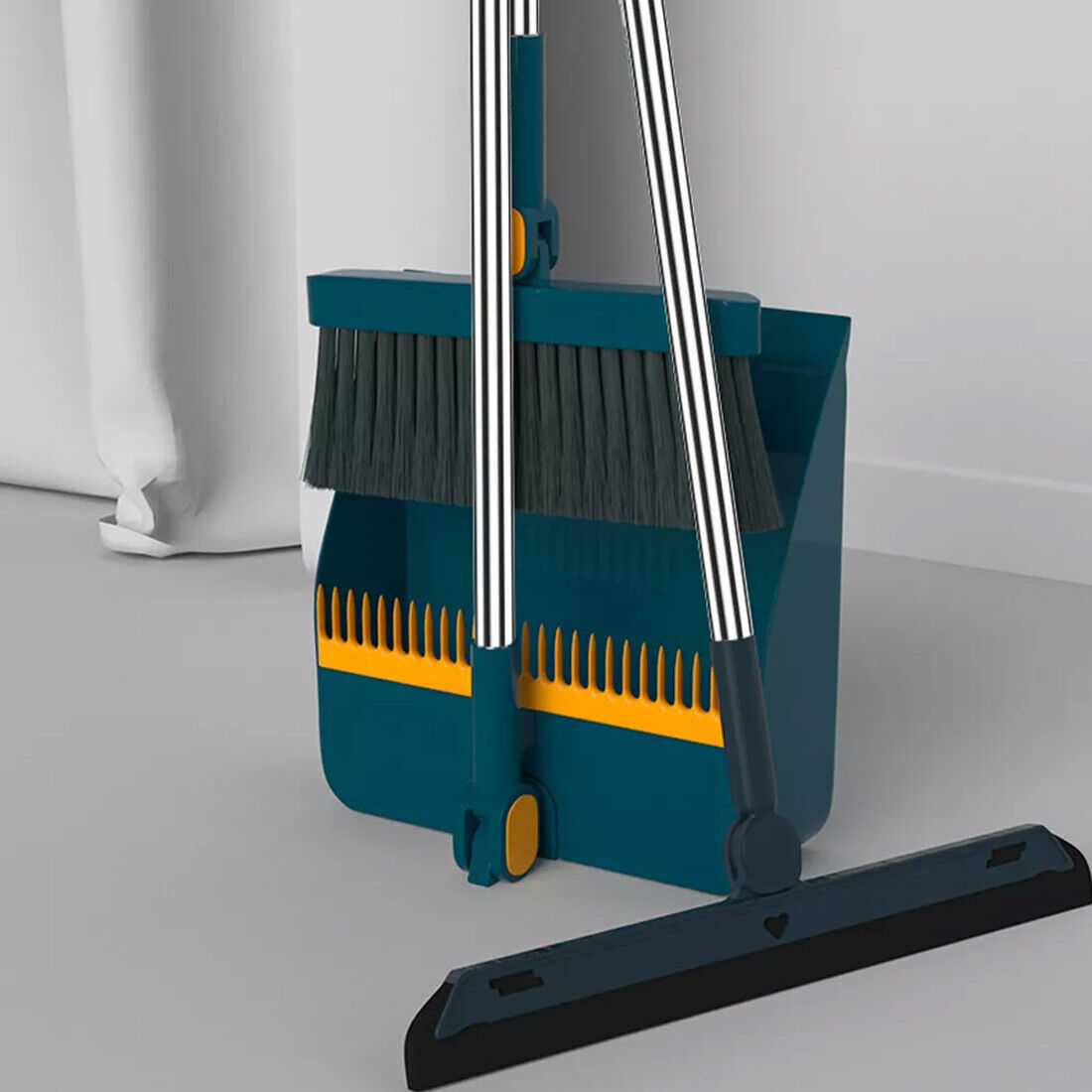 Long Handled Dustpan And Brush Set Strong Metal Handle Dust Pan & Broom Sweeper UK NEW