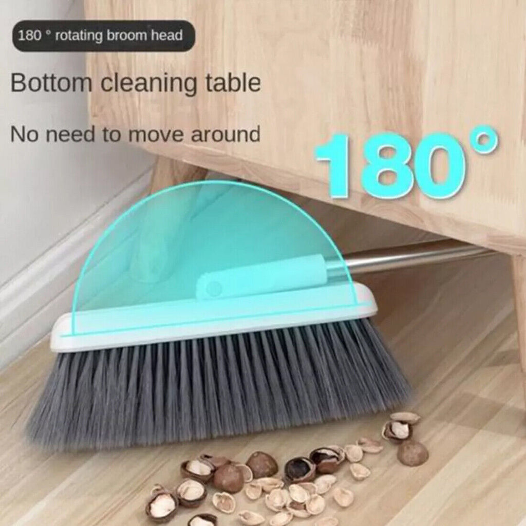 Long Handled Dustpan And Brush Set Strong Metal Handle Dust Pan & Broom Sweeper UK NEW