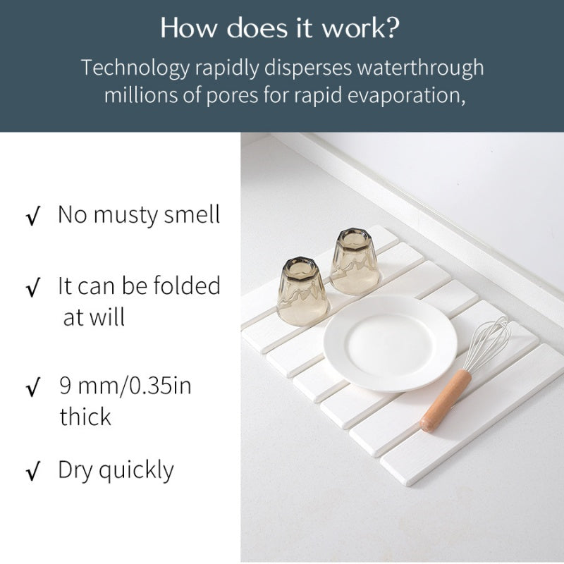 Foldable Stone Dish Drying Mat Super Absorbent Diatomaceous Earth Drying Mats