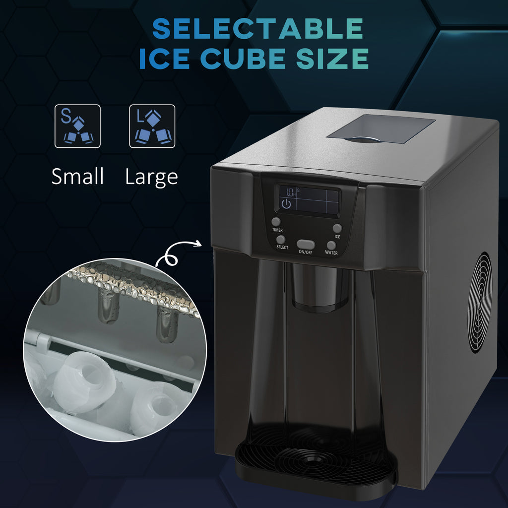 3L Ice Maker Machine And Water Dispenser, 12kg In 24H, 2 Sizes 9 Ice Cubes Ready In 6-10 Mins Ice Machine, Black
