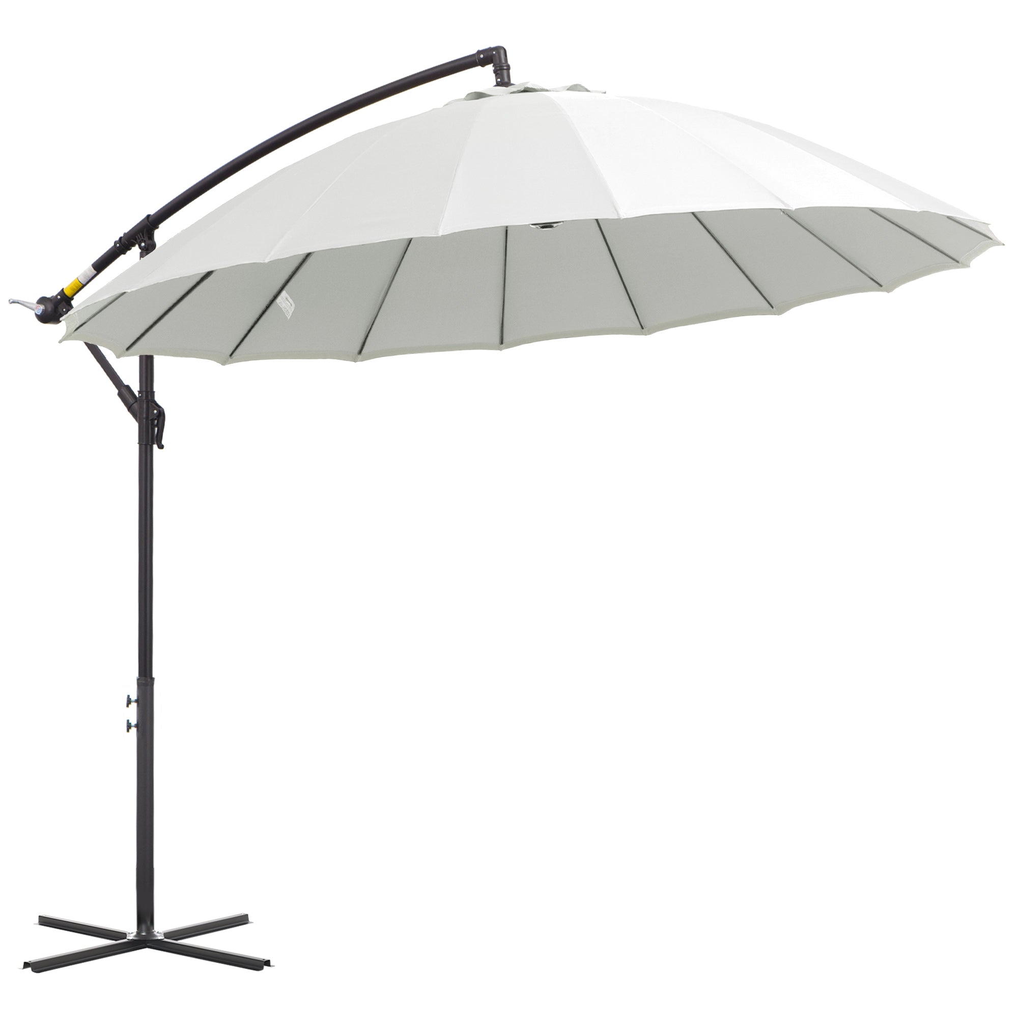3(m) Cantilever Umbrella 18 Ribs & Vents Adjustable Angle For Patio Cream White