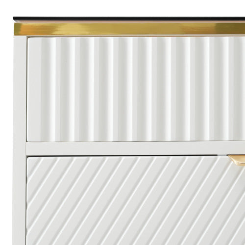 Sideboard Cabinet Dresser With 6 Drawers,Amber Glass Chest Of Drawers, Compartmentalised Storage,Anti-tip,Dressing Table For Living Room, Hallway